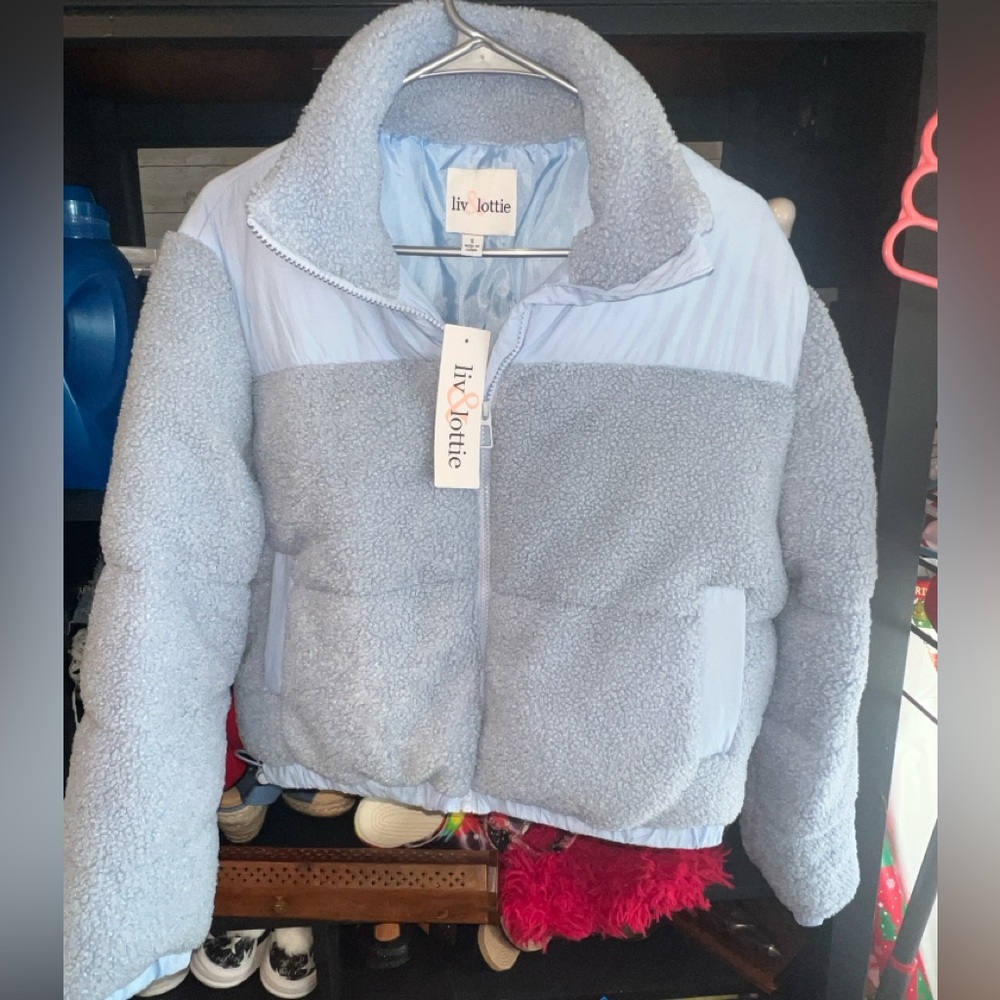 Women's Blue and Gray Puffer Jacket